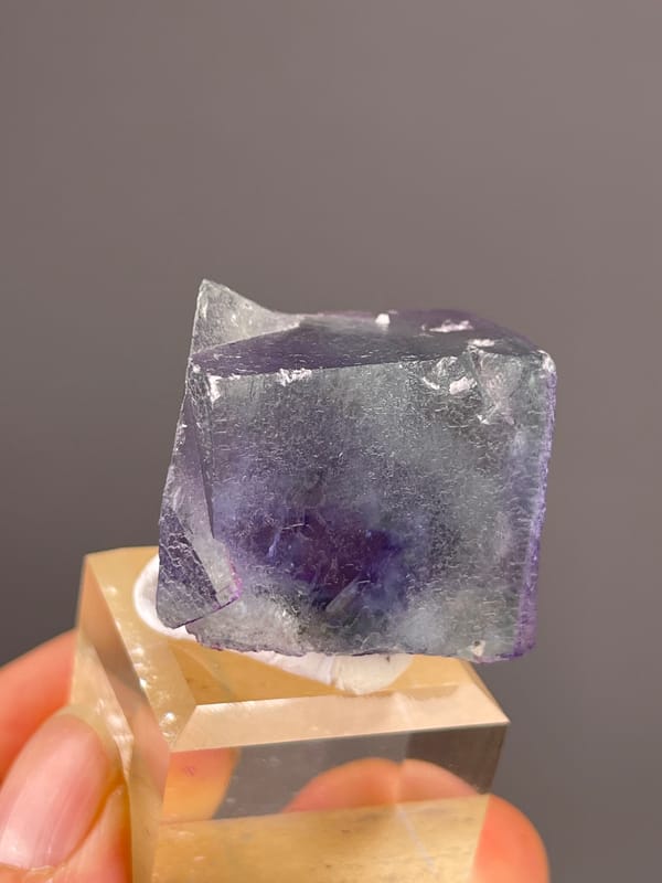 Phantom Fluorite specimen from Yaogangxian Mine, Hunan, China displaying green-purple zoned cubic crystal