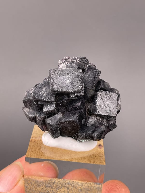 Phantom Fluorite specimen from Yindu, Chifeng, Inner Mongolia, China featuring lead-gray cubic crystal cluster