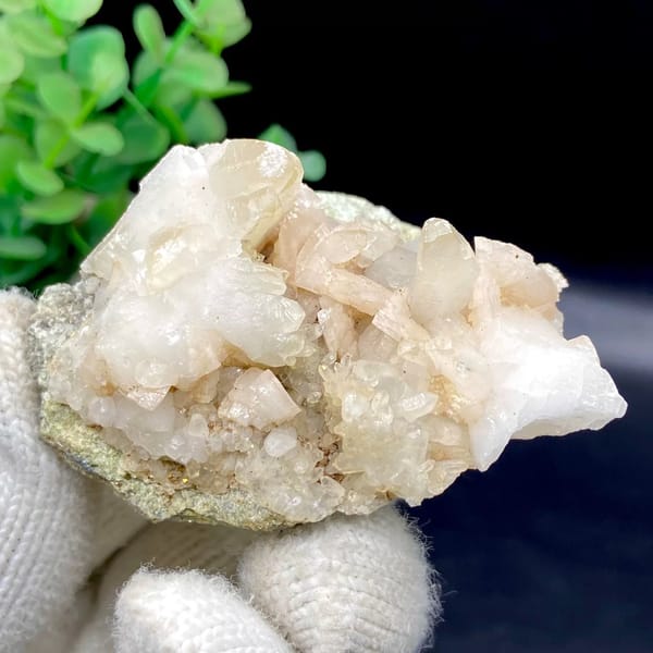 Pale pink dolomite with calcite and quartz from Shangbao, Hunan, China, view 3 of 8