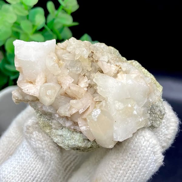 Pale pink dolomite with calcite and quartz from Shangbao, Hunan, China, view 4 of 8