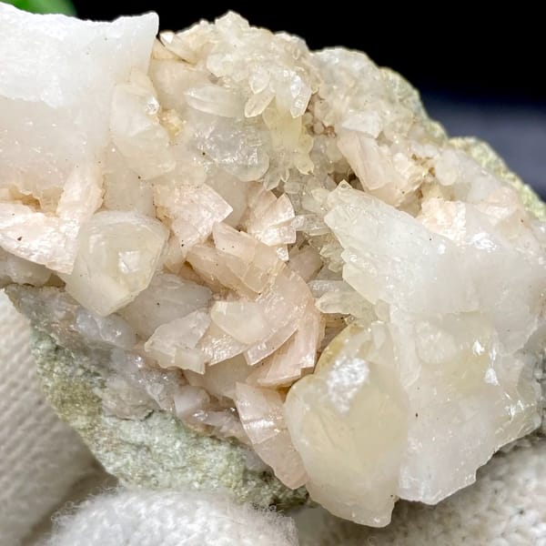 Pale pink dolomite with calcite and quartz from Shangbao, Hunan, China, view 5 of 8