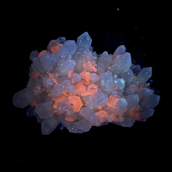 White quartz cluster with platy hexagonal calcite from Fujian, China, view 7 of 11