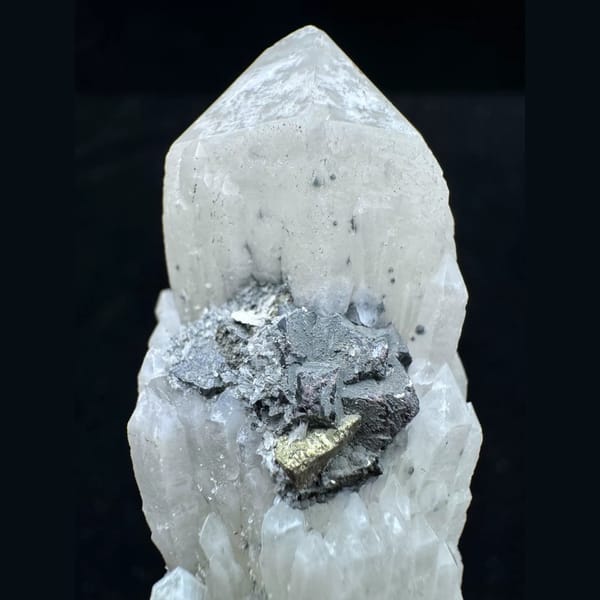 Candle crystal of quartz with arsenopyrite from Inner Mongolia, one-of-a-kind specimen, photo 3 of 6