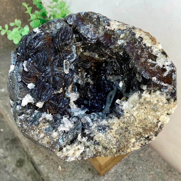 Pyrite and quartz geode bowl from Guangdong, China, overall view