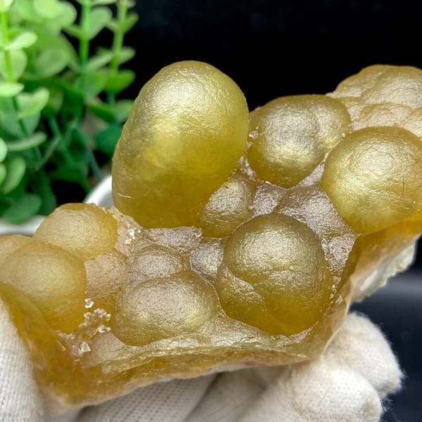 Close detail of the tall oval fluorite nodule and surrounding rounded growth