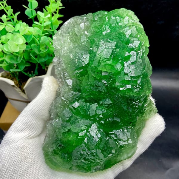 Dome of transparent emperor-green fluorite cubes from Zhejiang, China, reverse side