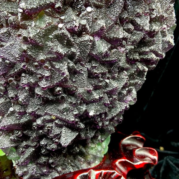 Large two-tone fluorite octahedra display piece on stand from Zhejiang, China, reverse side