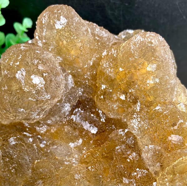 Amber pineapple fluorite of stacked translucent columns from Henan, China, second angle