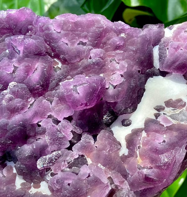 Large plate of purple recrystallised fluorite octahedra from Zhejiang, China, reverse side