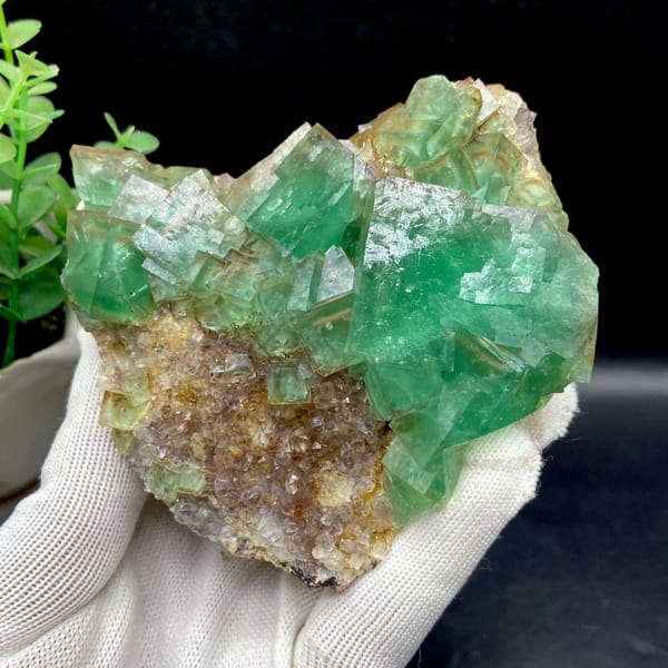 Dome of transparent sea-green fluorite cubes from Hebei, China, second angle