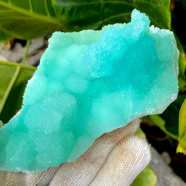 Mound of mint-green acicular aragonite from Sichuan, China, top view