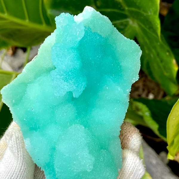 Mound of mint-green acicular aragonite from Sichuan, China, side view
