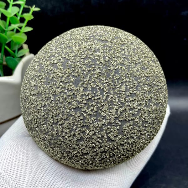 Large iron concretion sphere dusted with pyrite from Yunnan, China, second angle