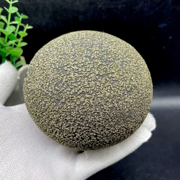 Large iron concretion sphere dusted with pyrite from Yunnan, China, overall view