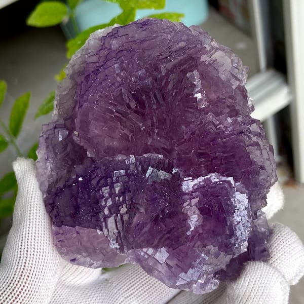 Dome of stepped purple fluorite from Henan, China, second angle