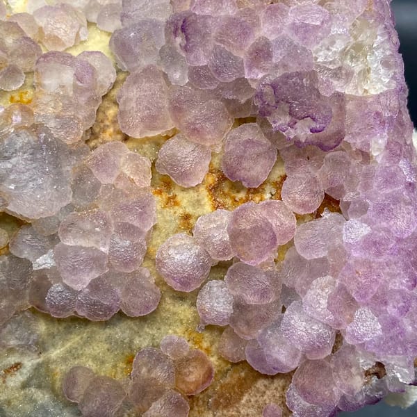 Plate of lavender botryoidal fluorite from Guizhou, China, top view