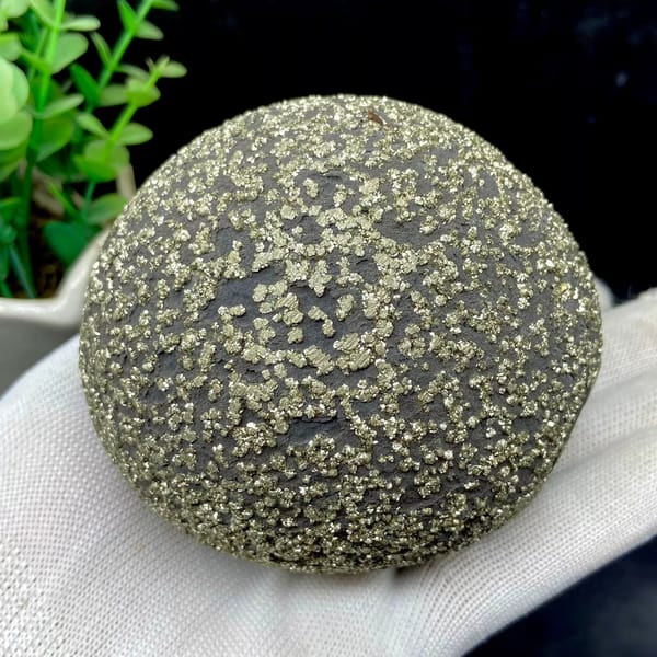 Iron concretion sphere with dense pyrite crust from Yunnan, China, reverse side