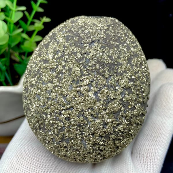 Iron concretion sphere with dense pyrite crust from Yunnan, China, side view