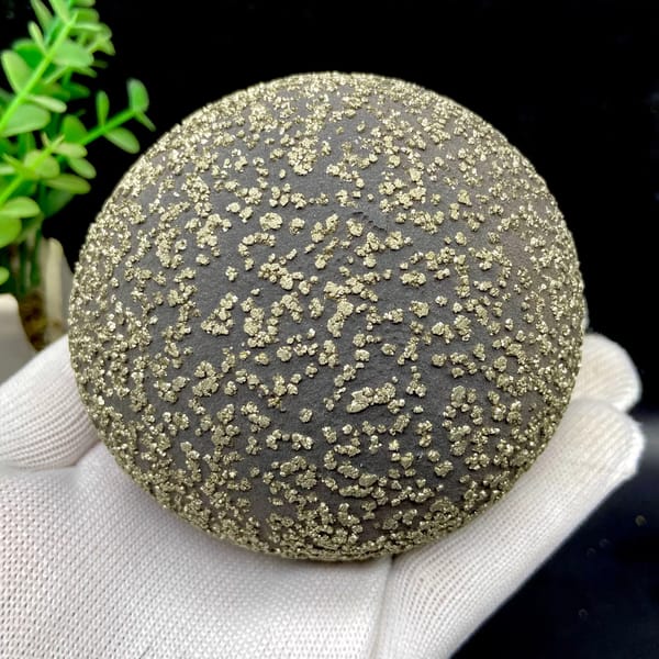 Iron concretion sphere dusted with pyrite from Yunnan, China, reverse side