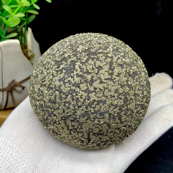 Iron concretion sphere dusted with pyrite from Yunnan, China, overall view