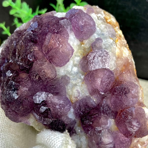 Dome of lavender botryoidal fluorite over quartz from Zhejiang, China, top view