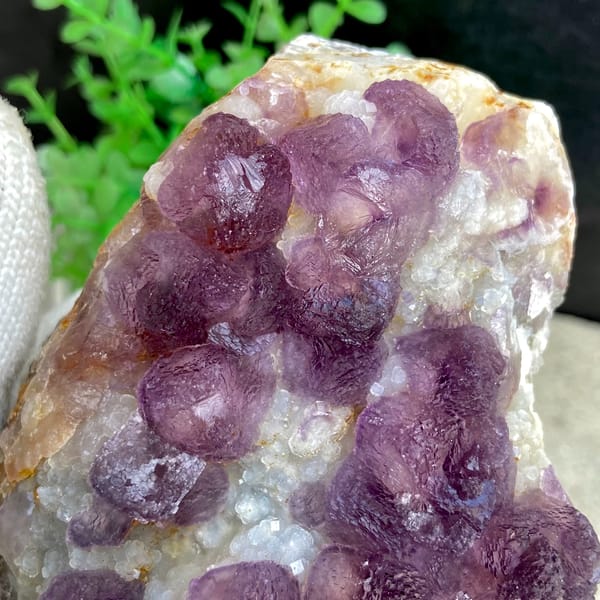 Dome of lavender botryoidal fluorite over quartz from Zhejiang, China, overall view