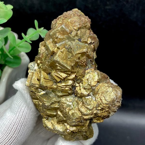 Stack of stepped brassy pyrite crystals from Yunnan, China, second angle