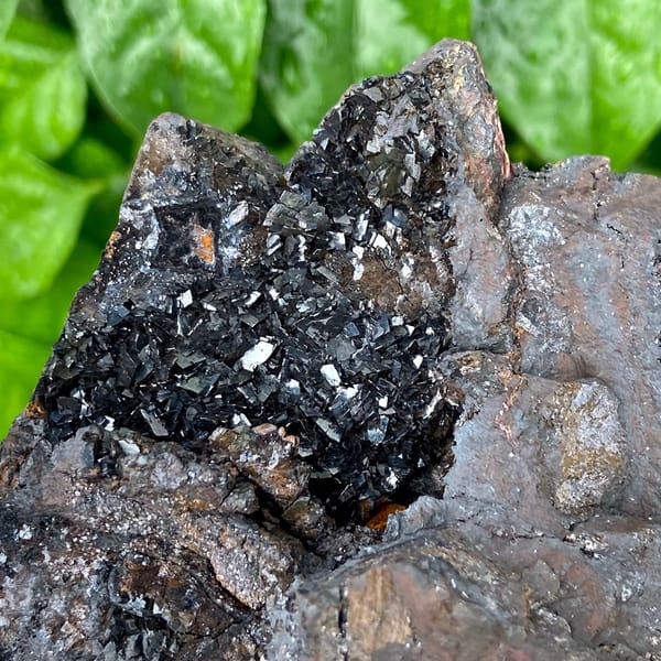 Mass of platy black hematite from Yunnan, China, top view