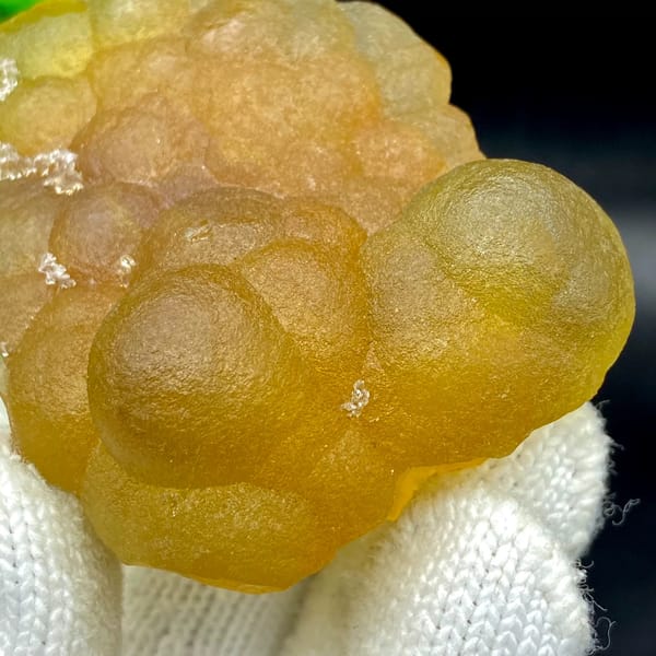 Honey-yellow botryoidal fluorite mass from Henan, China, top view