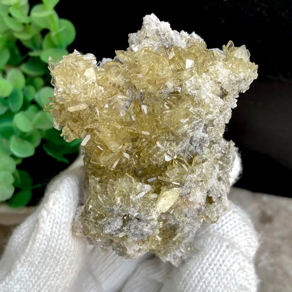 Cluster of pale golden transparent baryte blades from Yunnan, China, second angle