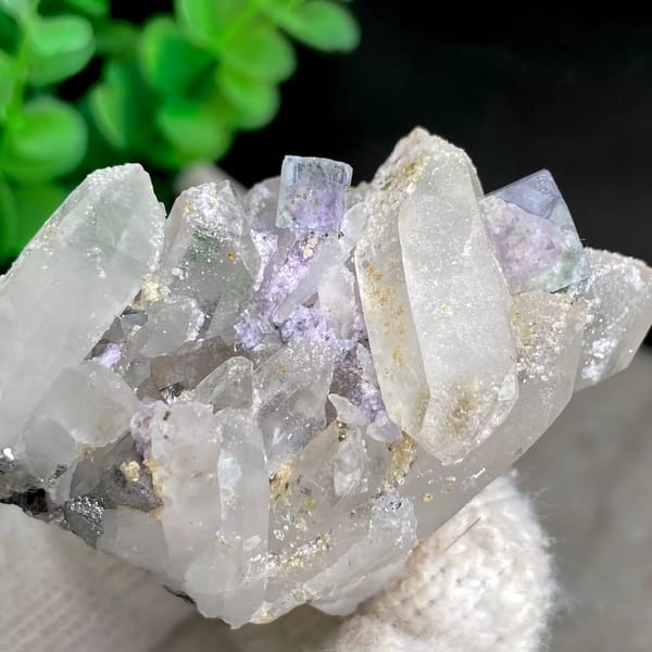 Pale lilac fluorite cubes with quartz and arsenopyrite from Yaogangxian, Hunan, China, second angle