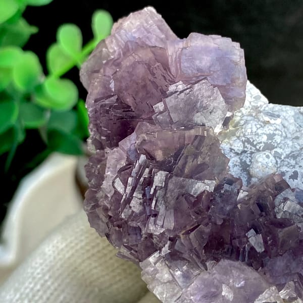 Tall purple fluorite with green cores from Zhejiang, China, second angle