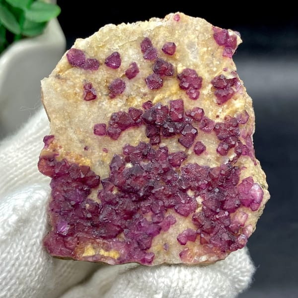 Purple-red fluorite octahedra on pale matrix from Henan, China, second angle