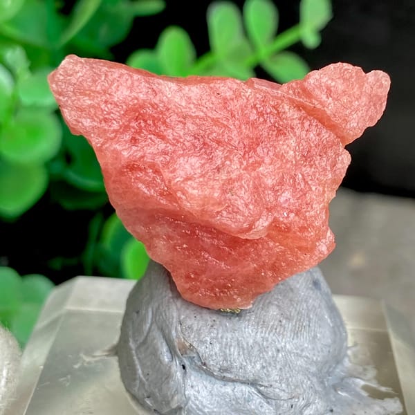 Salmon-pink rhodochrosite nugget from Wuzhou, Guangxi, China, second angle