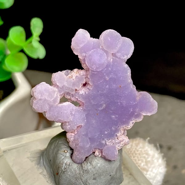 Lavender grape agate spray with pearly lustre from Indonesia, second angle