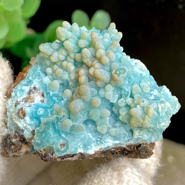Columnar crystals of blue hemimorphite, one-of-a-kind specimen, photo 3 of 9
