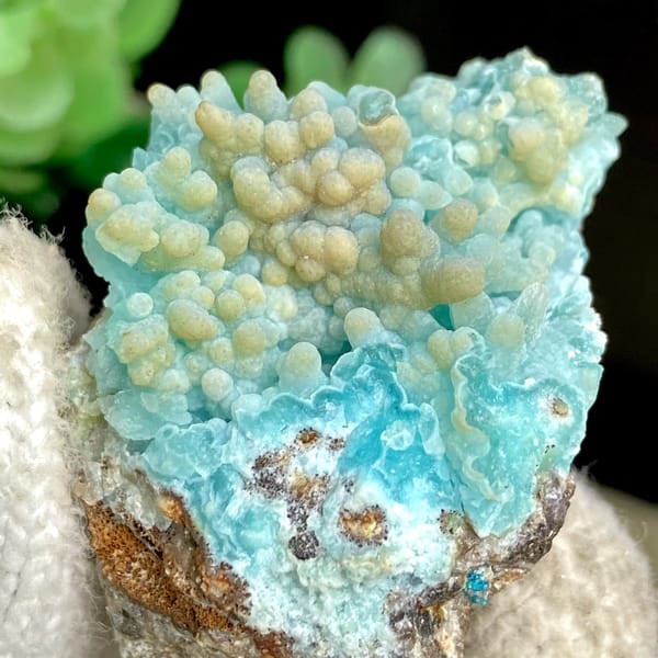 Blue hemimorphite columnar crystals, natural mineral specimen, photo 9 of 9