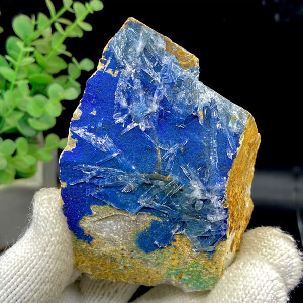 Azurite crystals, 8.8 cm across, raw mineral specimen, photo 2 of 9