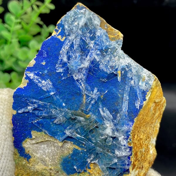 Deep blue azurite crystals, natural mineral specimen, photo 9 of 9
