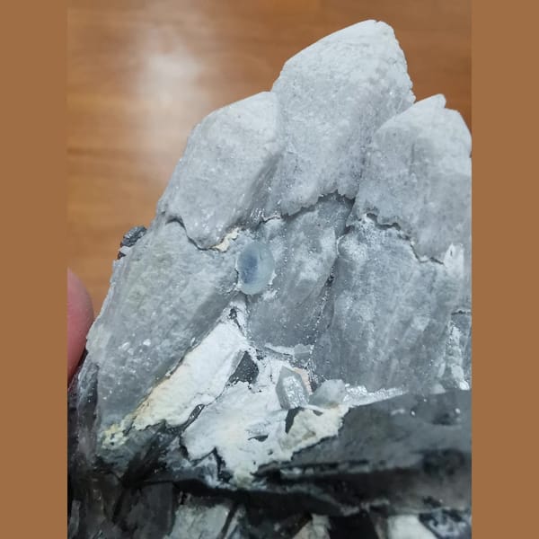 Grey quartz crystal cluster with arsenopyrite, natural mineral for display, photo 5 of 8