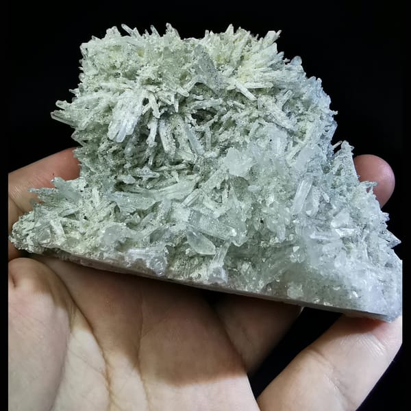 Quartz crystal cluster, 10 cm across, raw mineral specimen, photo 2 of 7