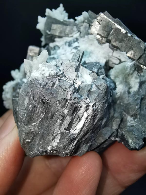 Silver Metallic Mineral Cluster with Quartz — Inner Mongolia, natural mineral specimen, photo 5 of 6
