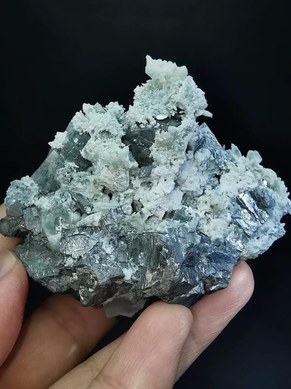 Silver Metallic Mineral Cluster with Quartz — Inner Mongolia, natural mineral specimen, photo 6 of 6