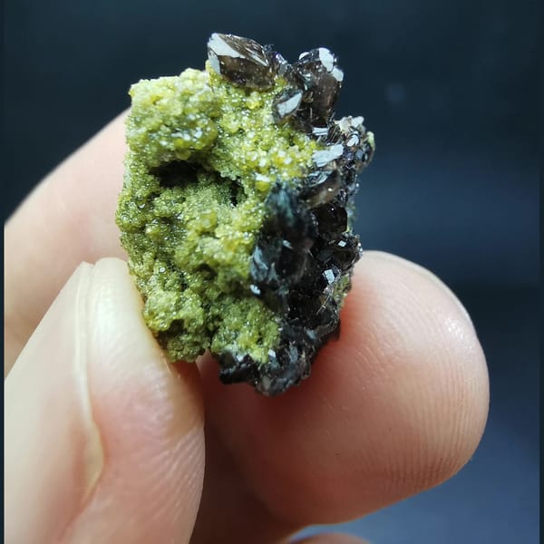 Axinite crystals from Shijiangshan, 2.1 cm across, raw mineral specimen, photo 2 of 5