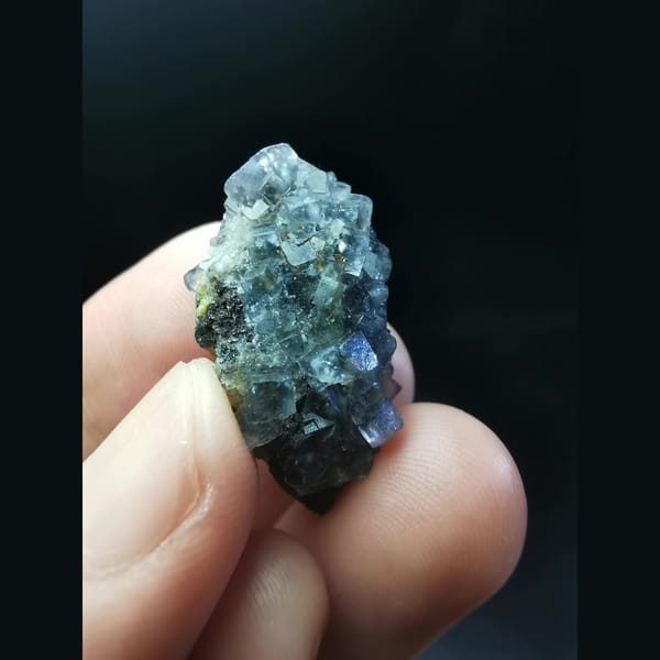 Fluorite crystal cluster, 2.2 cm across, raw mineral specimen, photo 2 of 5
