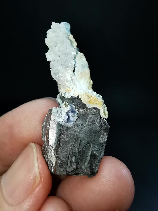 Long Columnar Silver Metallic Mineral Crystals with Quartz, natural mineral specimen, photo 5 of 5