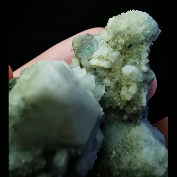 Candle cluster of white quartz with fluorite, one-of-a-kind specimen, photo 3 of 4