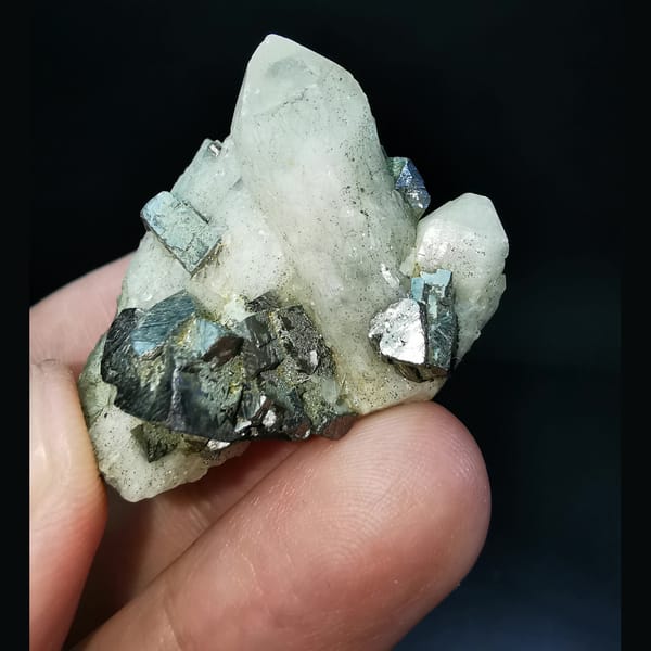 Quartz crystal cluster, 3.4 cm across, raw mineral specimen, photo 2 of 4