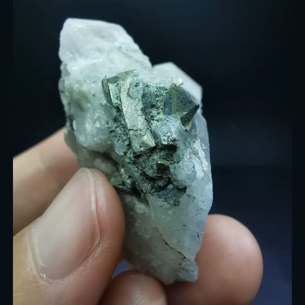 Quartz crystal cluster with arsenopyrite, natural mineral specimen, photo 1 of 4
