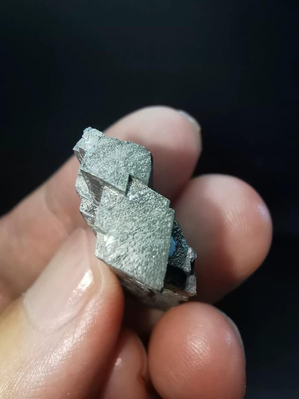 Columnar Silver Metallic Mineral Crystal Cluster, natural mineral specimen, photo 3 of 4